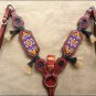 HILASON WESTERN LEATHER HEADSTALL BREAST COLLAR BEADED INLAY HORSE HAIR MAHOGANY