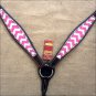 HILASON WESTERN LEATHER BREAST COLLAR HAND PAINT PINK WHITE