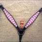 HILASON WESTERN LEATHER BREAST COLLAR HAND PAINT PINK WHITE