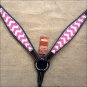HILASON WESTERN LEATHER BREAST COLLAR HAND PAINT PINK WHITE