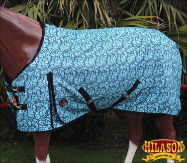 70 in HILASON 1200D RIPSTOP WATERPROOF POLY TURNOUT HORSE WINTER SHEET TURQUOISE