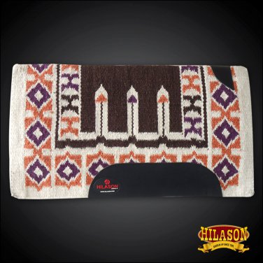 FE346-F HILASON  WESTERN NEW ZEALAND WOOL SADDLE BLANKET BROWN PURPLE YELLOW