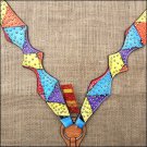 V1 HILASON WESTERN LEATHER HORSE BREAST COLLAR HAND PAINT RAINBOW