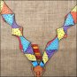 V1 HILASON WESTERN LEATHER HORSE BREAST COLLAR HAND PAINT RAINBOW
