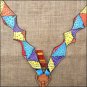 V1 HILASON WESTERN LEATHER HORSE BREAST COLLAR HAND PAINT RAINBOW