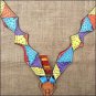 V1 HILASON WESTERN LEATHER HORSE BREAST COLLAR HAND PAINT RAINBOW