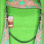 HILASON WESTERN LEATHER HORSE BRIDLE HEADSTALL TAN GREEN HAND PAINT