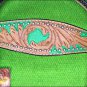 HILASON WESTERN LEATHER HORSE BRIDLE HEADSTALL TAN GREEN HAND PAINT