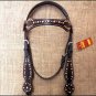 HILASON WESTERN LEATHER HORSE BRIDLE HEADSTALL WITH STUDS - BLACK