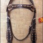 HILASON WESTERN LEATHER HORSE BRIDLE HEADSTALL WITH STUDS - BLACK