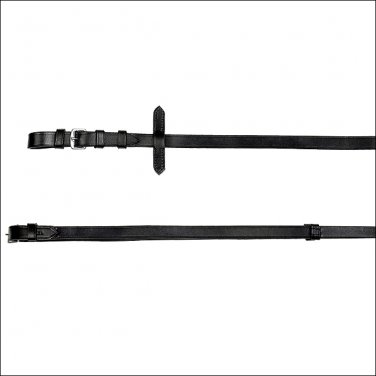 FULL HORZE CLASSIC QUALITY LEATHER REINS EASY GRIP BUCKLE ENDS PAIR BLACK