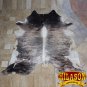 H149F HILASON HAIR ON LEATHER BRAZILIAN COWHIDE SKIN RUG CARPET EXOTIC TRI COLOR