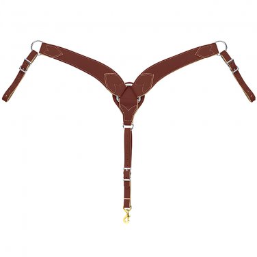 WEAVER HARNESS LEATHER HORIZONS ROPER BREAST COLLAR W/ CENTER DEE STANDARD TAN