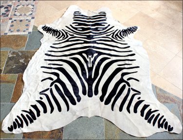 S1055 HILASON HAIR ON LEATHER PURE BRAZILIAN COWHIDE SKIN RUG CARPET ZEBRA