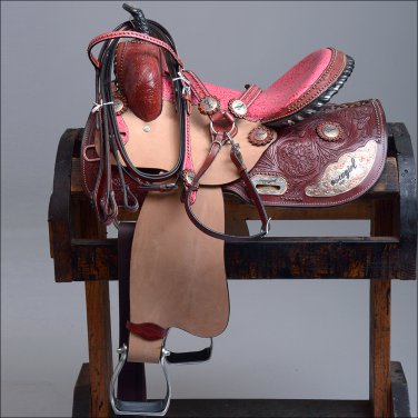 FI101F- WESTERN BARREL RACING TRAIL SADDLE 15 WITH BRIDLE BREAST COLLAR SET