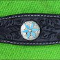 F71 HILASON WESTERN LEATHER HORSE BREAST COLLAR BLACK TURQUOISE BLING CONCHO