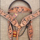S8 HILASON WESTERN LEATHER HORSE BRIDLE HEADSTALL BREAST COLLAR LIGHT OIL BLACK