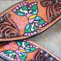 S8 HILASON WESTERN LEATHER HORSE ONE EAR HEADSTALL BROWN W/ HAND PAINT BUTTERFLY