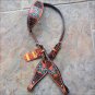 S8 HILASON WESTERN LEATHER HORSE ONE EAR HEADSTALL BROWN W/ HAND PAINT BUTTERFLY