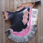 CK840-F HILASON PRO RODEO BRONC BULL RIDING SMOOTH LEATHER CHINKS CHAPS BLACK