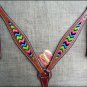 HILASON WESTERN LEATHER HORSE HEADSTALL BRIDLE BREAST COLLAR MAHOGANY AZTEC
