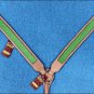 HILASON WESTERN LEATHER HORSE BREAST COLLAR TAN W/ LIME GREEN INLAY