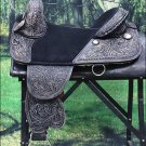 TW101BKRO-F HILASON BLACK TREELESS WESTERN TRAIL BARREL RACING HORSE SADDLE 17"