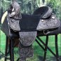 TW101BKRO-F HILASON BLACK TREELESS WESTERN TRAIL BARREL RACING HORSE SADDLE 17"