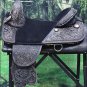 TW101BKRO-F HILASON BLACK TREELESS WESTERN TRAIL BARREL RACING HORSE SADDLE 17"
