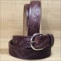 42" LEEGIN DARK BROWN WESTERN SCROLL TOOLED LEATHER MEN BELT 1-1/2" WIDE