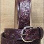 42" LEEGIN DARK BROWN WESTERN SCROLL TOOLED LEATHER MEN BELT 1-1/2" WIDE