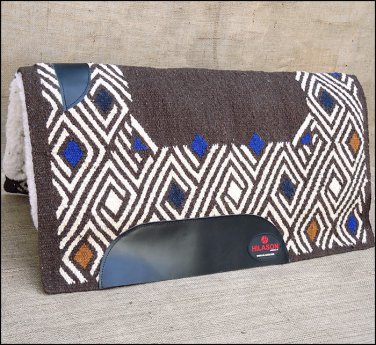 FEP248 MADE IN USA HILASON WESTERN WOOL SHOCK BUSTER SADDLE BLANKET PAD BROWN