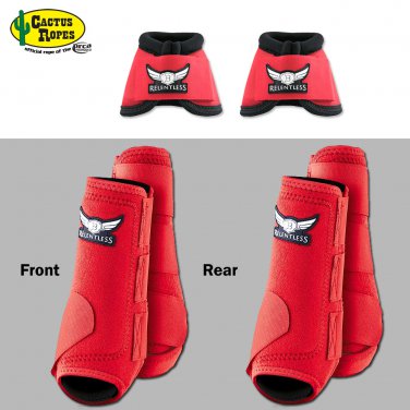 SML RED RELENTLESS TREVOR BRAZILE FRONT REAR SPORT BELL BOOT 6 PACK HORSE LEG