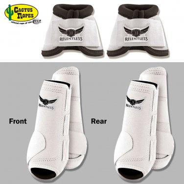 LRG WHITE RELENTLESS TREVOR BRAZILE FRONT REAR SPORT BELL BOOT 6 PACK HORSE LEG