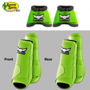 SML LIME RELENTLESS TREVOR BRAZILE FRONT REAR SPORT BELL BOOT 6 PACK HORSE LEG