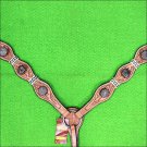 HILASON WESTERN LEATHER HORSE BREAST COLLAR RAWHIDE TAN W/ CONCHO