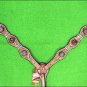 HILASON WESTERN LEATHER HORSE BREAST COLLAR RAWHIDE TAN W/ CONCHO
