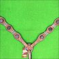 HILASON WESTERN LEATHER HORSE BREAST COLLAR RAWHIDE TAN W/ CONCHO