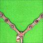 HILASON WESTERN LEATHER HORSE BREAST COLLAR RAWHIDE TAN W/ CONCHO