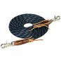 3/8" X 8' WEAVER LEATHER ENDS POLY ROPER REIN W/ SCISSOR SNAP BLACK BROWN