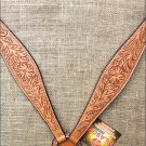 S442 HILASON WESTERN HAND TOOL FLORAL LEATHER HORSE BREAST COLLAR - LIGHT OIL
