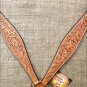 S442 HILASON WESTERN HAND TOOL FLORAL LEATHER HORSE BREAST COLLAR - LIGHT OIL