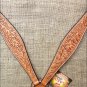 S442 HILASON WESTERN HAND TOOL FLORAL LEATHER HORSE BREAST COLLAR - LIGHT OIL
