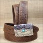 26" TONY LAMA WOMEN AGED BARK BROWN NAVAJO SPIRIT TOOLED LEATHER WESTERN BELT