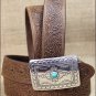 26" TONY LAMA WOMEN AGED BARK BROWN NAVAJO SPIRIT TOOLED LEATHER WESTERN BELT