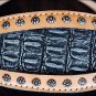 HILASON WESTERN GREY CROCODILE EMBOSSED LEATHER INLAY HORSE HEADSTALL BRIDLE