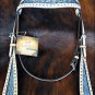 HILASON WESTERN GREY CROCODILE EMBOSSED LEATHER INLAY HORSE HEADSTALL BRIDLE