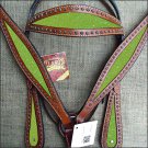 HILASON WESTERN LEATHER HORSE HEADSTALL BRIDLE BREAST COLLAR MAHOGANY YELLOW