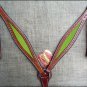 HILASON WESTERN LEATHER HORSE HEADSTALL BRIDLE BREAST COLLAR MAHOGANY YELLOW