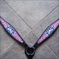 HILASON WESTERN LEATHER HORSE BREAST COLLAR BLACK PINK CROWN